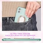 Support de sonnerie de téléphone portable Finger Kickstand, CLZWiiN pliable 360° Support de téléphone cellulaire rotatif pour bureau, bureau, support magnétique de voiture, métal multi-angle pour prise de dos de téléphone (Rose Gold)