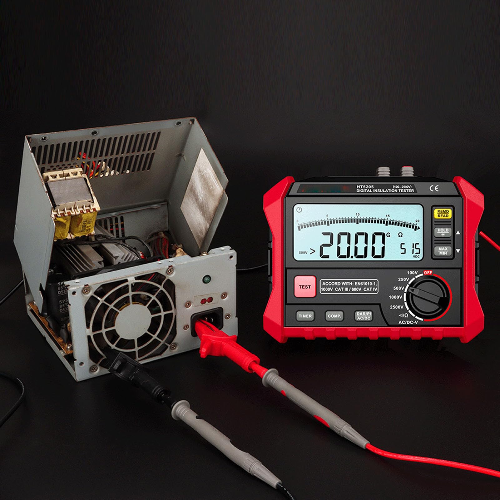 JTLB Testeur de Résistance D'isolation, Mégohmmètre 100 V-2500 V avec Fonction DAR PI, Tension AC DC jusqu'à 1000, pour la Vérification de la sécurité de la Maintenance électrique