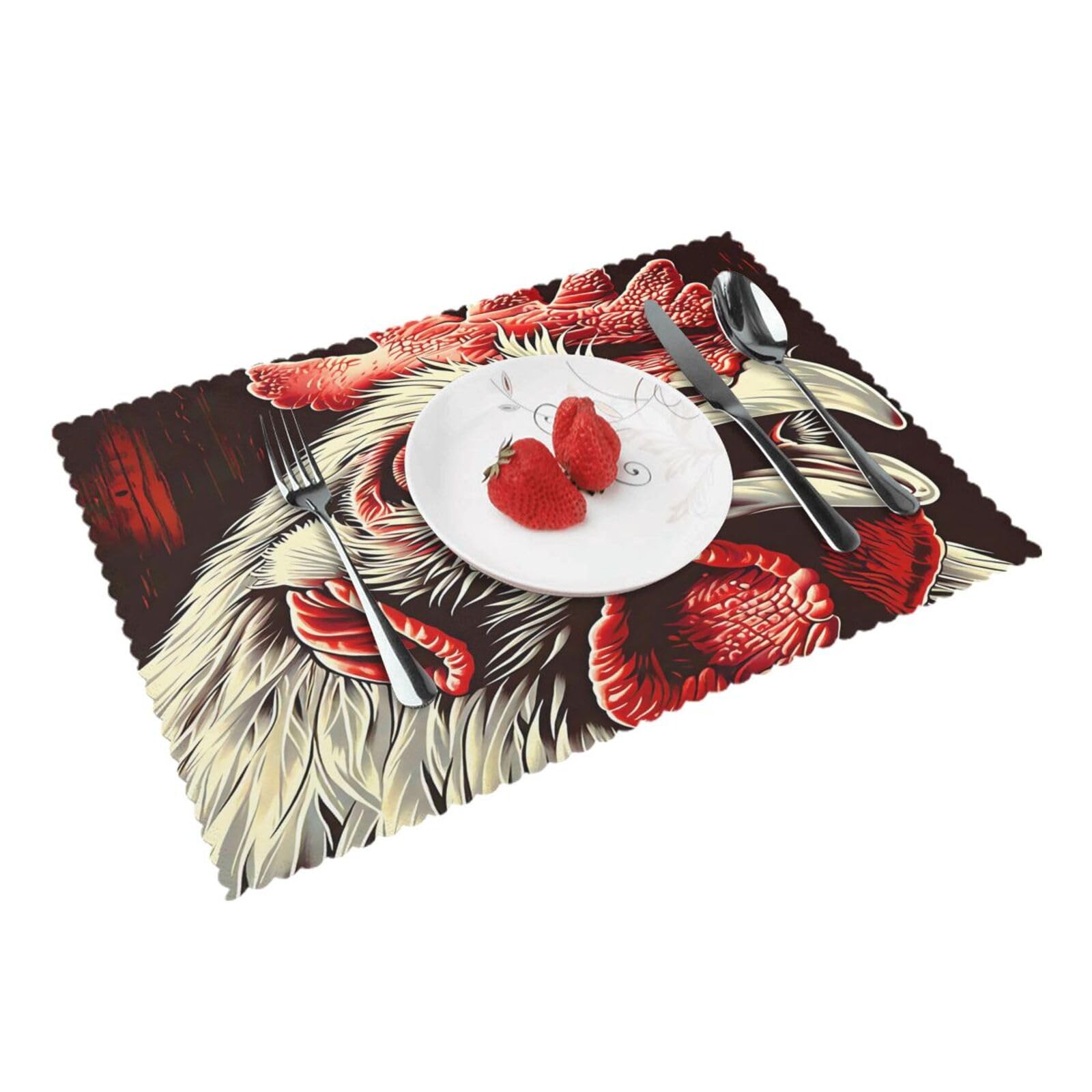 Chicken Placemats Set of 4 Print Table Mats Place Mats Table Decor for Kitchen Dining 12X18 in
