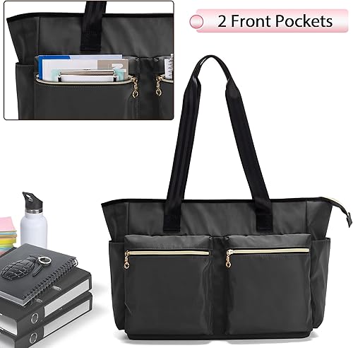 Miniatura 3 de Damero Bolsa para profesores, bolsa de mano para profesores con cremallera superior y funda acolchada para laptop de hasta 15.6 pulgadas para