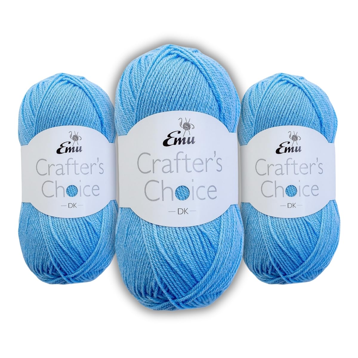 Emu Crafter's Choice DK Everyday Acrylic Yarn 100g Balls 300m, Pack of 3, Blue - 012