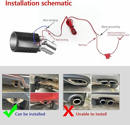 Miniatura 3 de Tubo de escape universal de 1.4 a 2.1 pulgadas con luz LED, llama roja de carreras, silenciador de escape de automóvil, tubo luminoso de