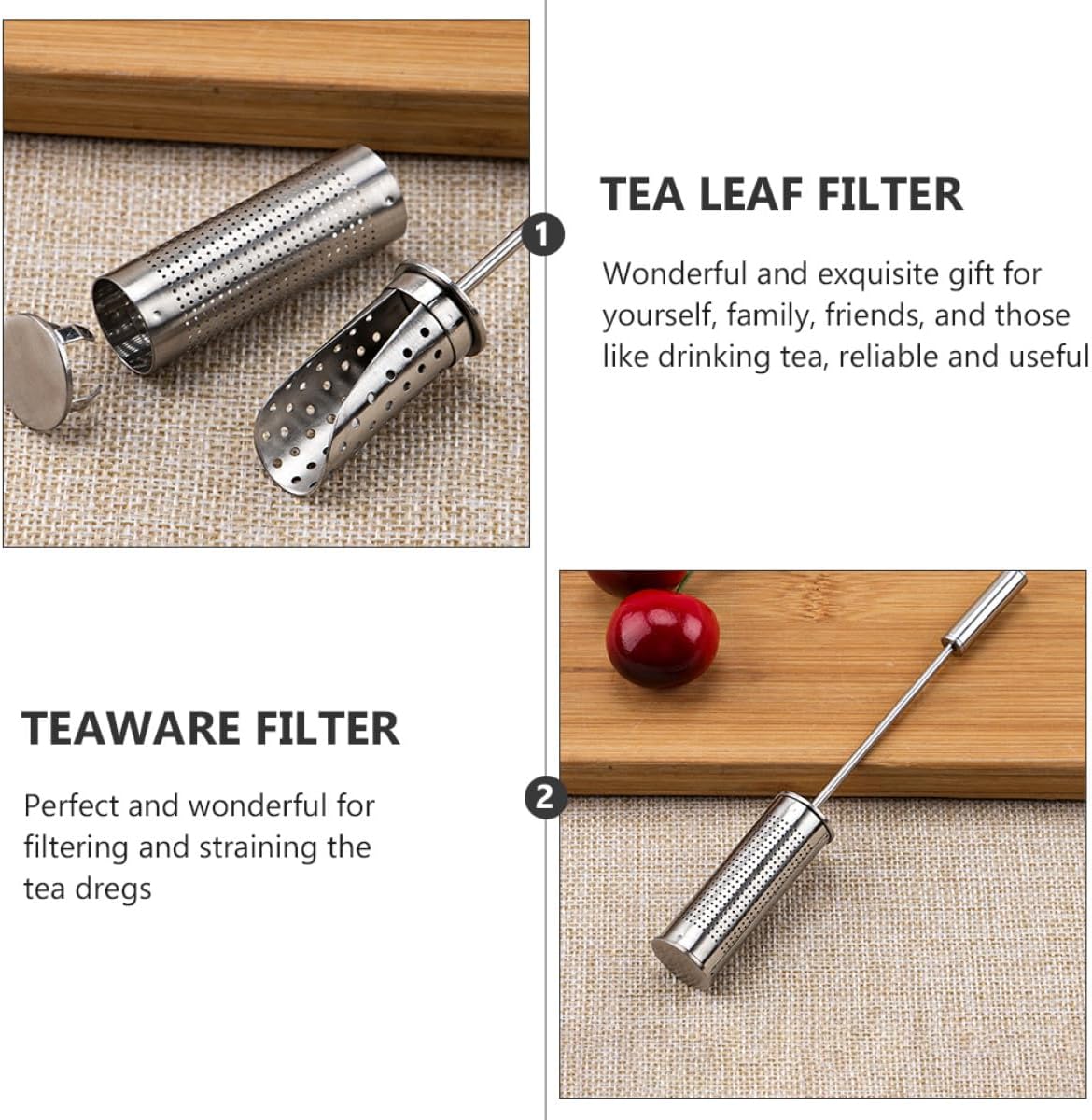 2pcs Stainless Steel Tea Infusers Tea Leaves Strainers with Fine Mesh Filter for Brewing at Home and Office