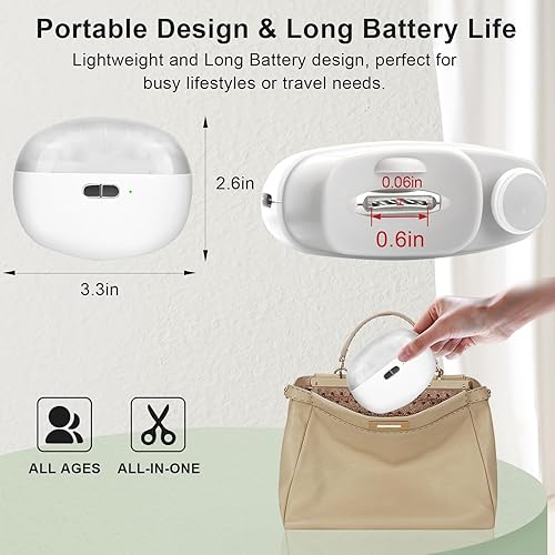 Miniatura 5 de Cortaúñas eléctrico con luz LED, recortadora de uñas eléctrica 3 en 1 para dedos, cortaúñas eléctrico automático con pulido, regalo para adultos y