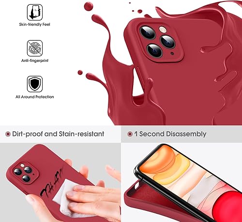 Miniatura 3 de Supdeal Funda de silicona líquida para iPhone 11 Pro Max, diseño de borde plano protección de cámara antihuellas 4 capas de protección a prueba de