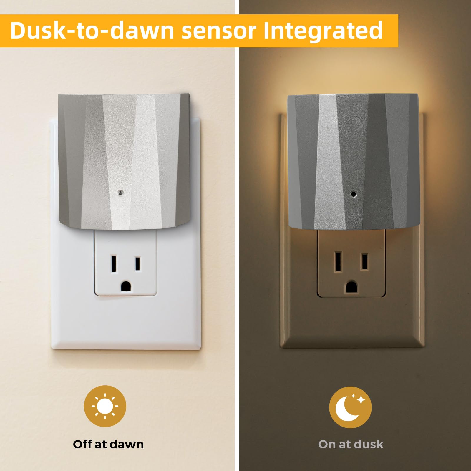 Dawnrise Plug-in-Nachtlichter für die Wand, Nachtlicht von Sonnenaufgang bis Dämmerung mit 3000 K/5 lm, dekorative Nachtlichter für Schlafzimmer, Kinderzimmer, Flur, Wohnzimmer,