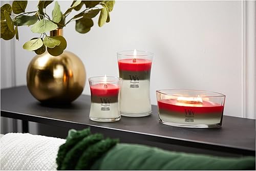 Vista 15 de WoodWick Warm Woods Vela mediana en frasco, con forma de reloj de arena, cera de mezcla de soja prémium, mecha de madera Pluswick Innovation