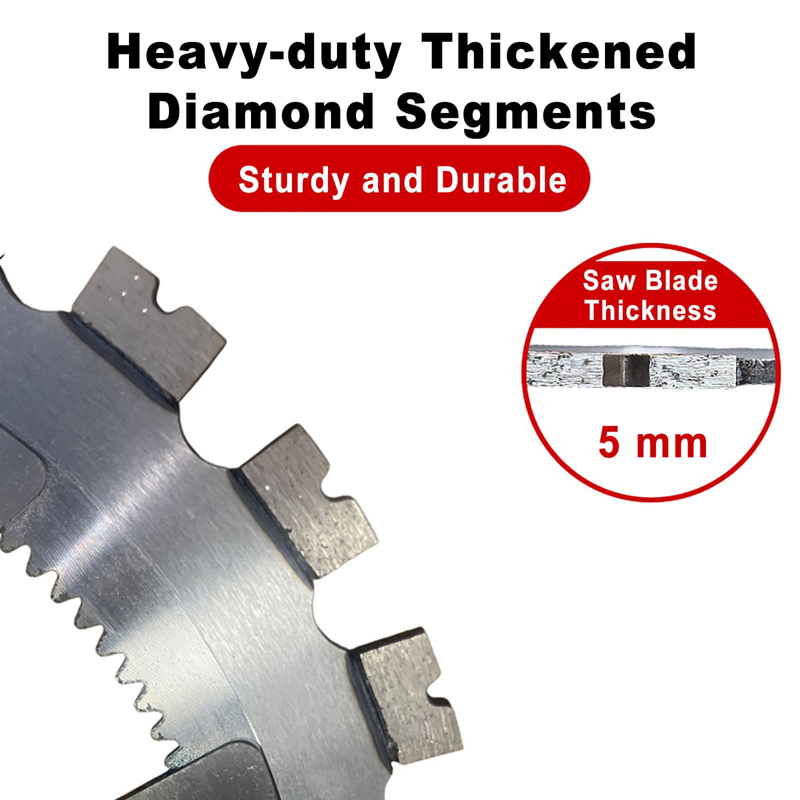 Lot de 4 lames de scie à anneau diamantées de 410 mm, segments épais de 5 mm, lame de rechange pour scies à béton électriques