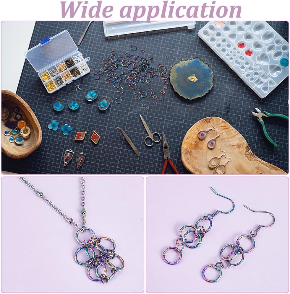 UNICRAFTALE About 180Pcs 6 Sizes Rainbow Color 304 Stainless Steel Open Jump Rings Round Ring Inner Diameter 2.5~7mm Open Jump Rings Metal Rings for Bracelet Necklace Jewlery Making