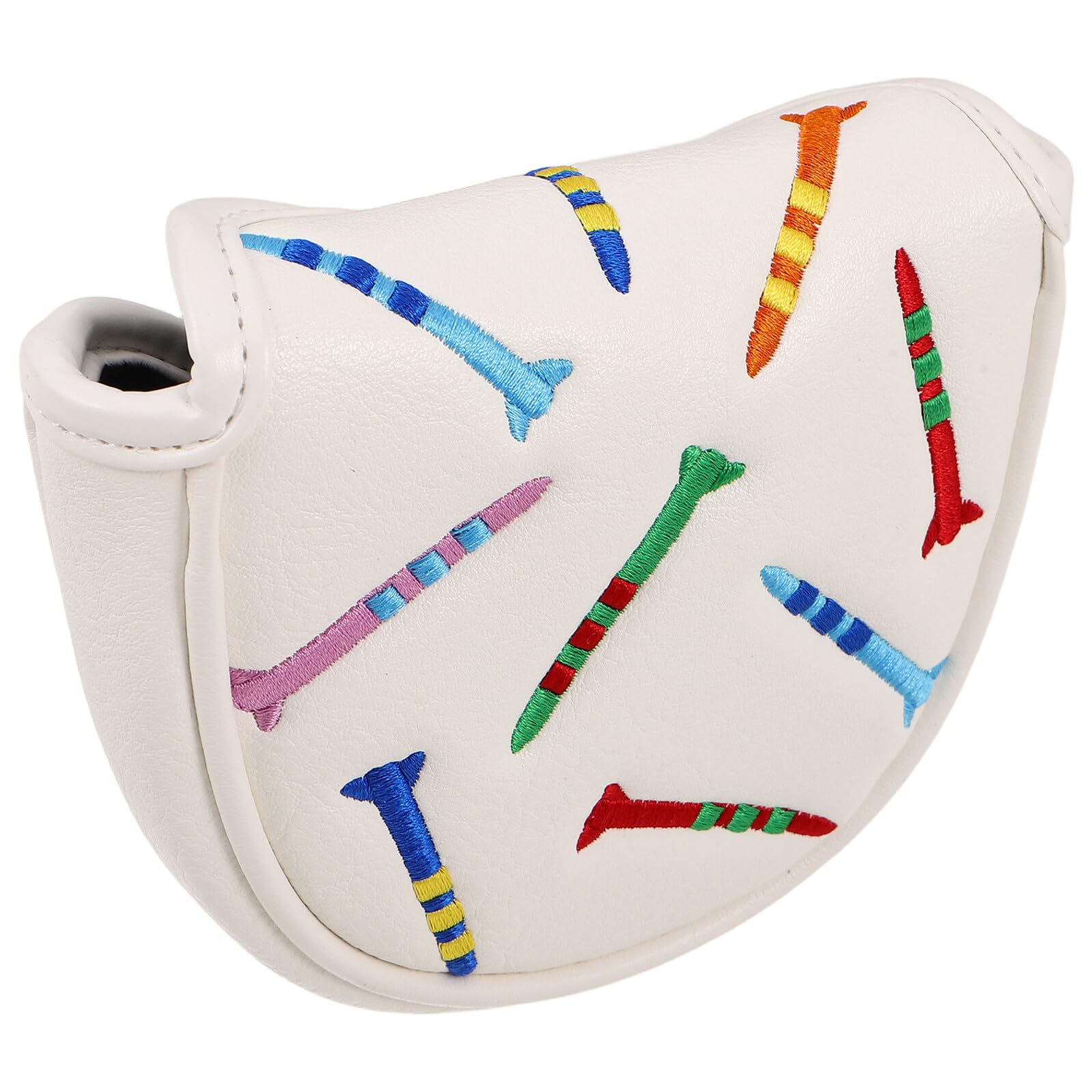 MAGICLULU Copri Putter da Golf Colore Bianco in Pu con Rivestimento Interno in e Design Ricamato, Protezione per di da Golf, Golfistico