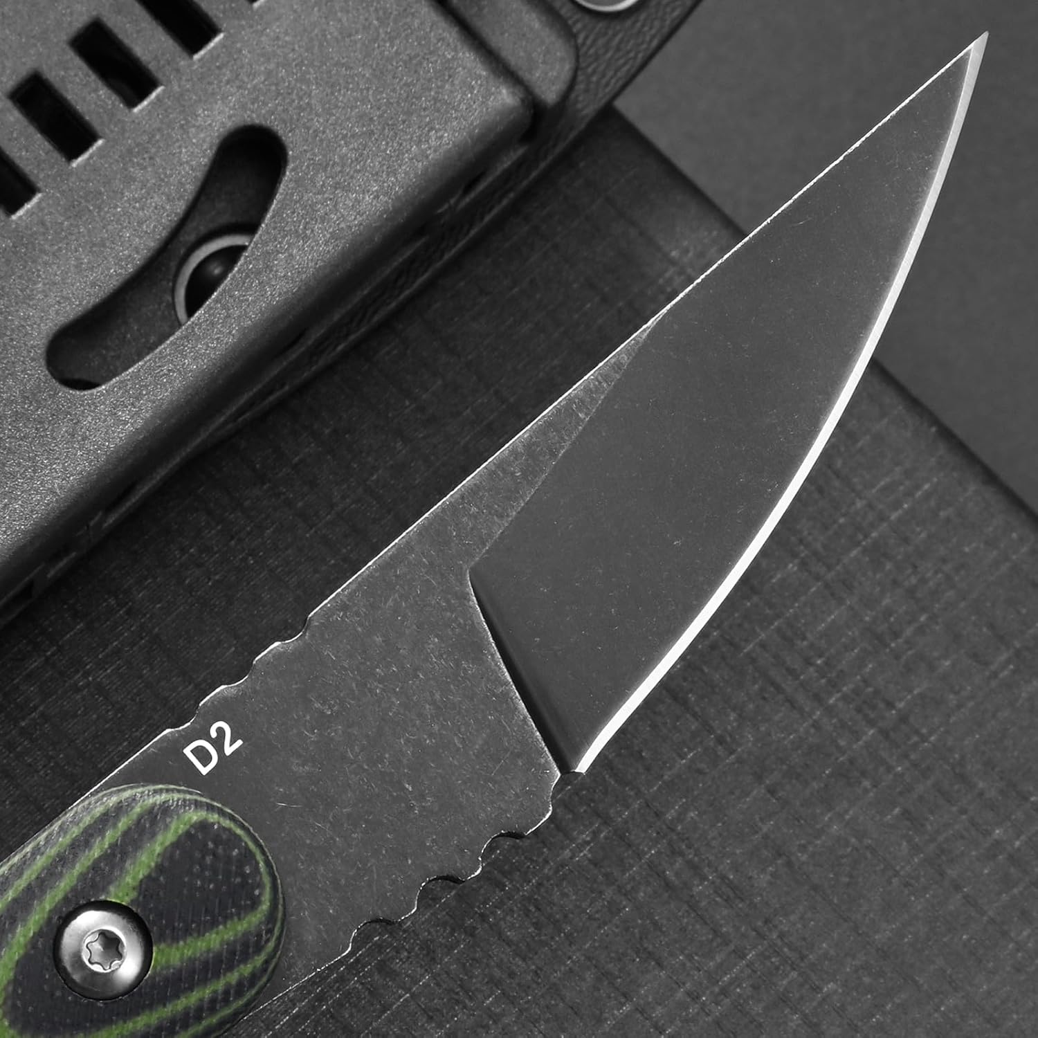 Ccanku C1390 Fixed Blade Knifes 7.3-Inch Outdoor Survival Tools D2 Blade Steel & G10 Handle with Kydex Sheaths Clip for Outdoor Activities, Camping, Bushcraft and Hunting(Black)