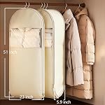 51" Compression Garment Bags – 2 Pack – 40% Space Saving for Down Jackets & Coats – Heavy Duty Twill Fabric