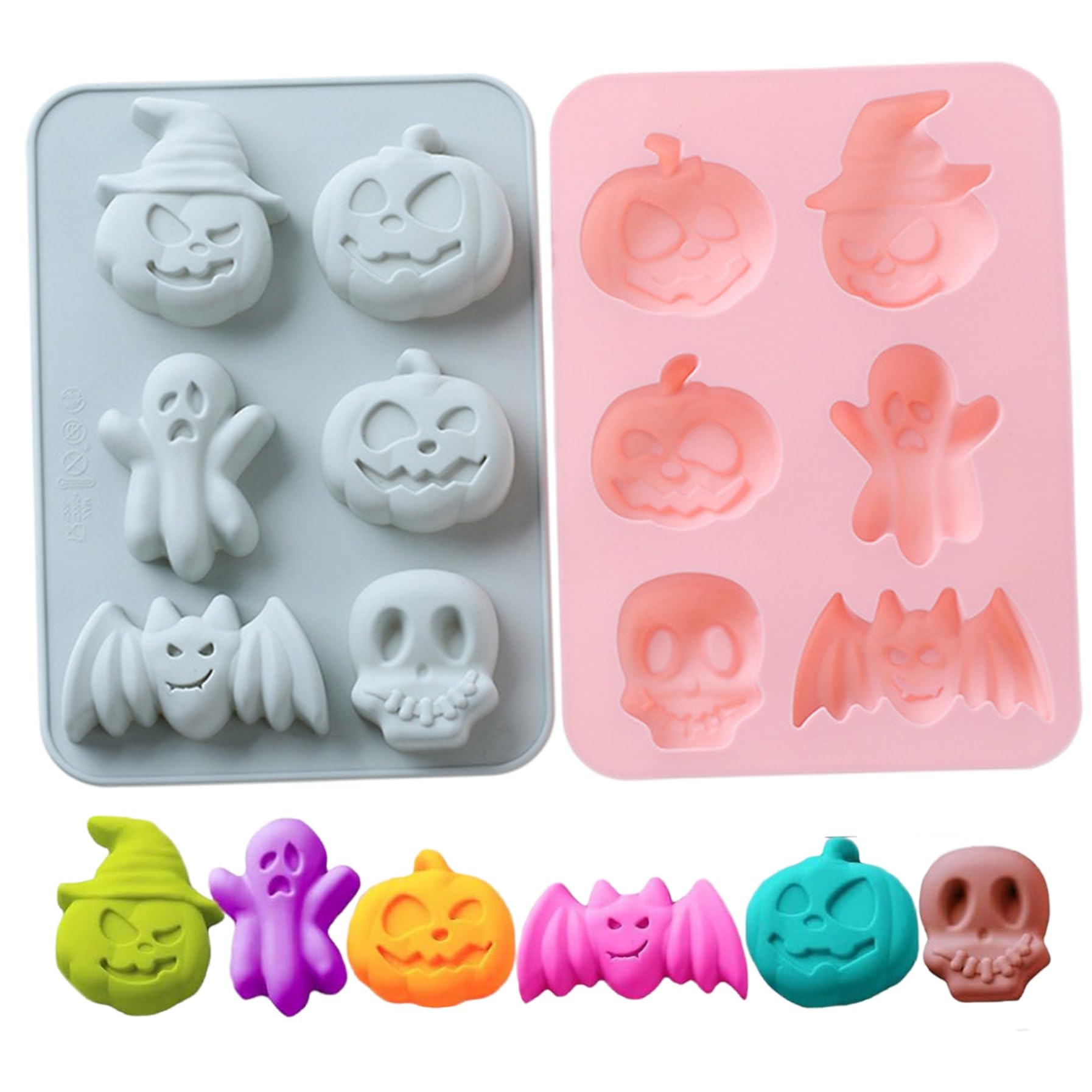 Moule Halloween silicone 2 pièces citrouille crâne pour chocolat