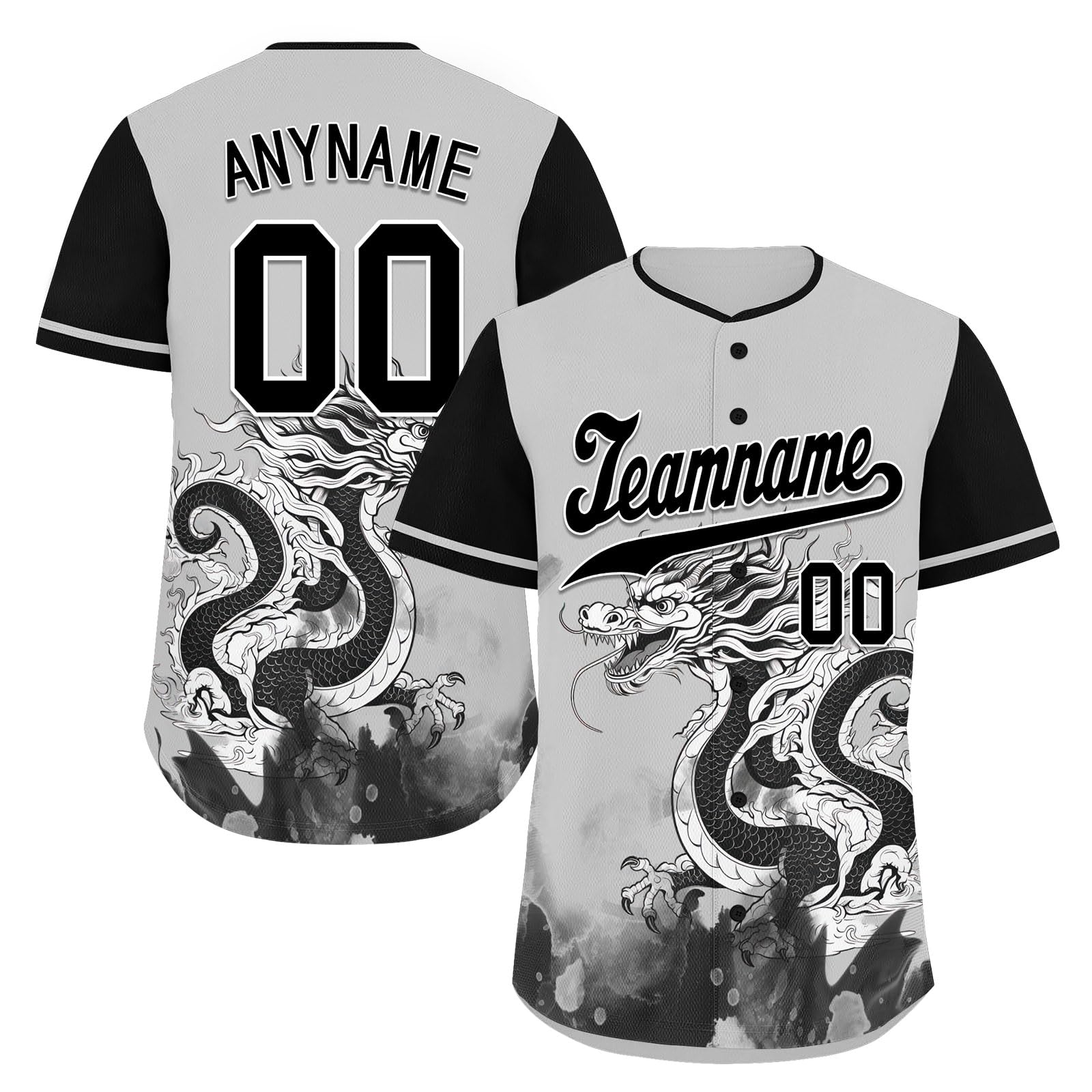 coolcustomize Custom Skull Baseball Jersey for Men Youth Team Gothic Sports Uniform Short Sleeve Softball Shirts with Name/Logo Grey