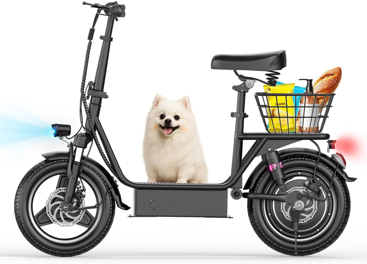 Electric Scooter Adults, 850W Peak Motor, 25 Miles Range, EScooter 25MPH Top Speed, 14" Foldable Electric Scooter with Seat and Basket for Cargo, Dual Suspension for Commuting product image