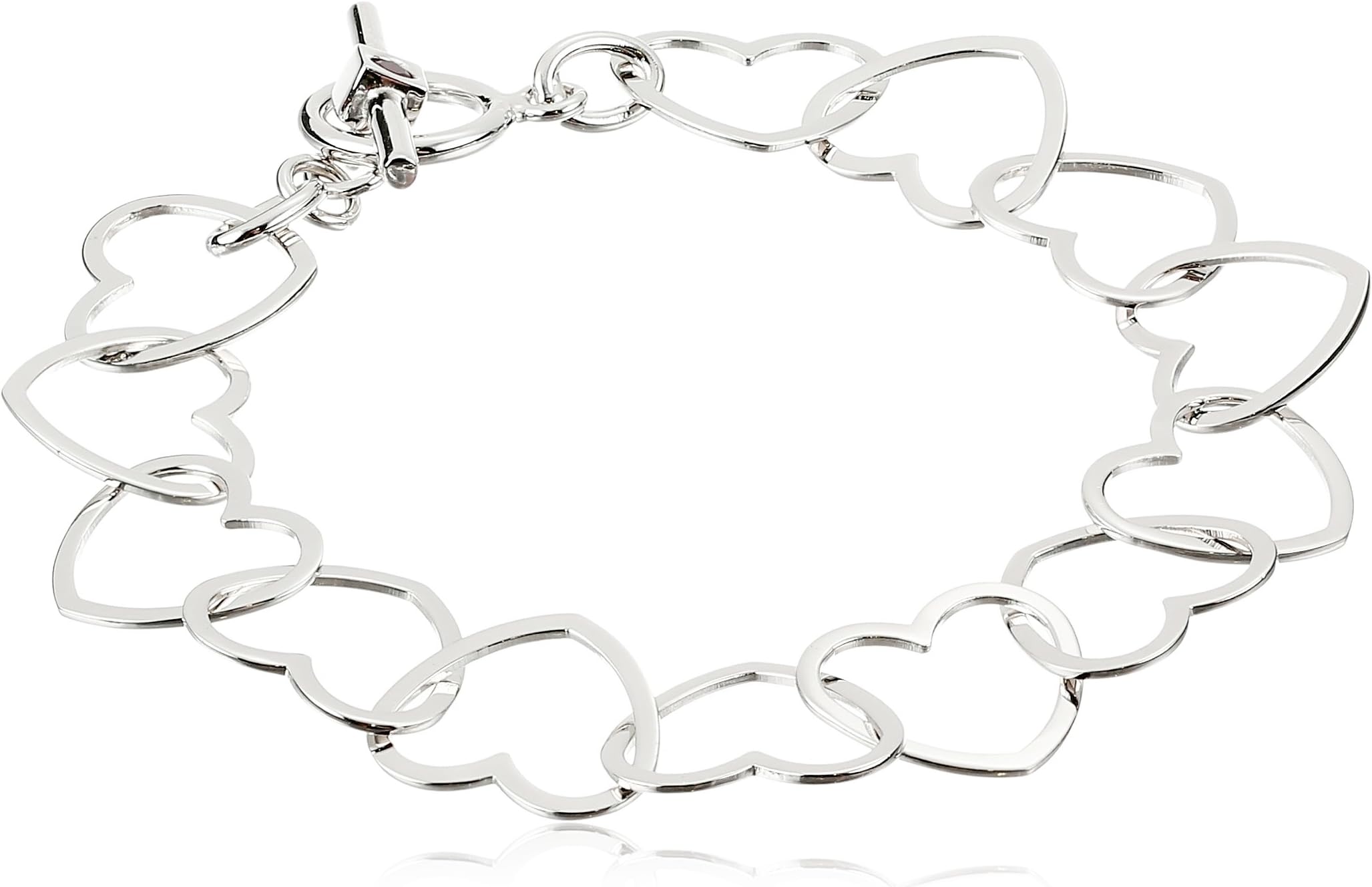 ELLE Jewelry Open Heart Linked Sterling Silver Bracelet, 7.5"