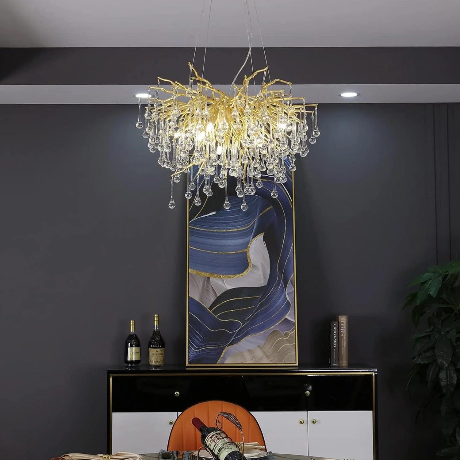 Harold Electricals Modern Round Crystal Chandelier, Carmona Design, Dining Room Living Room Bedroom Entryway Light Fixture (600 mm)-image-26