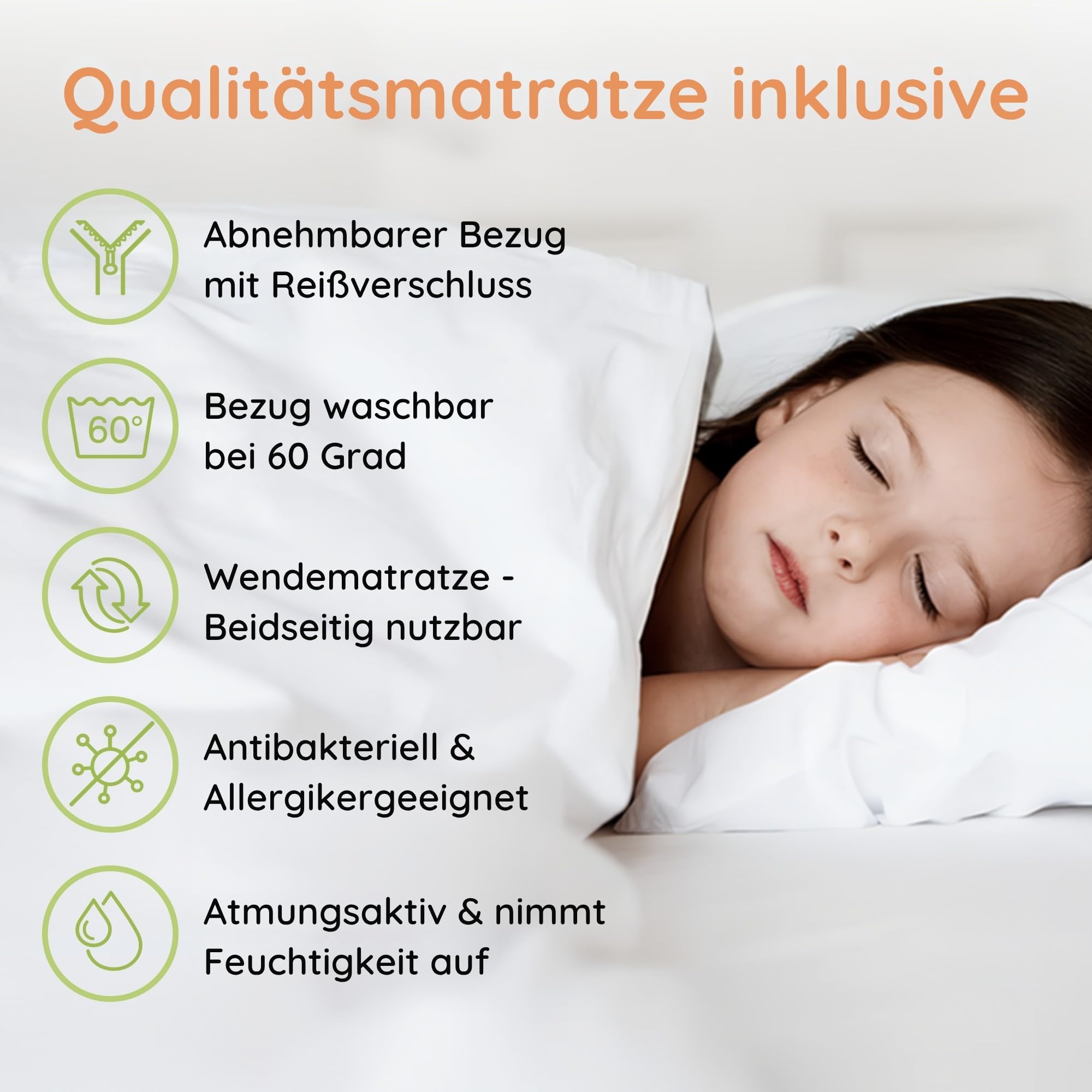 Kids Collective Hochbett Kinder Etagenbett Kinderbett Massiv Kiefernholz umbaubar zu 2 Betten inkl. 2 Matratzen | Größen: 80x180 90x190 90x200 cm | 90x200 cm von 4. bis 18. Lebensjahr Weiß