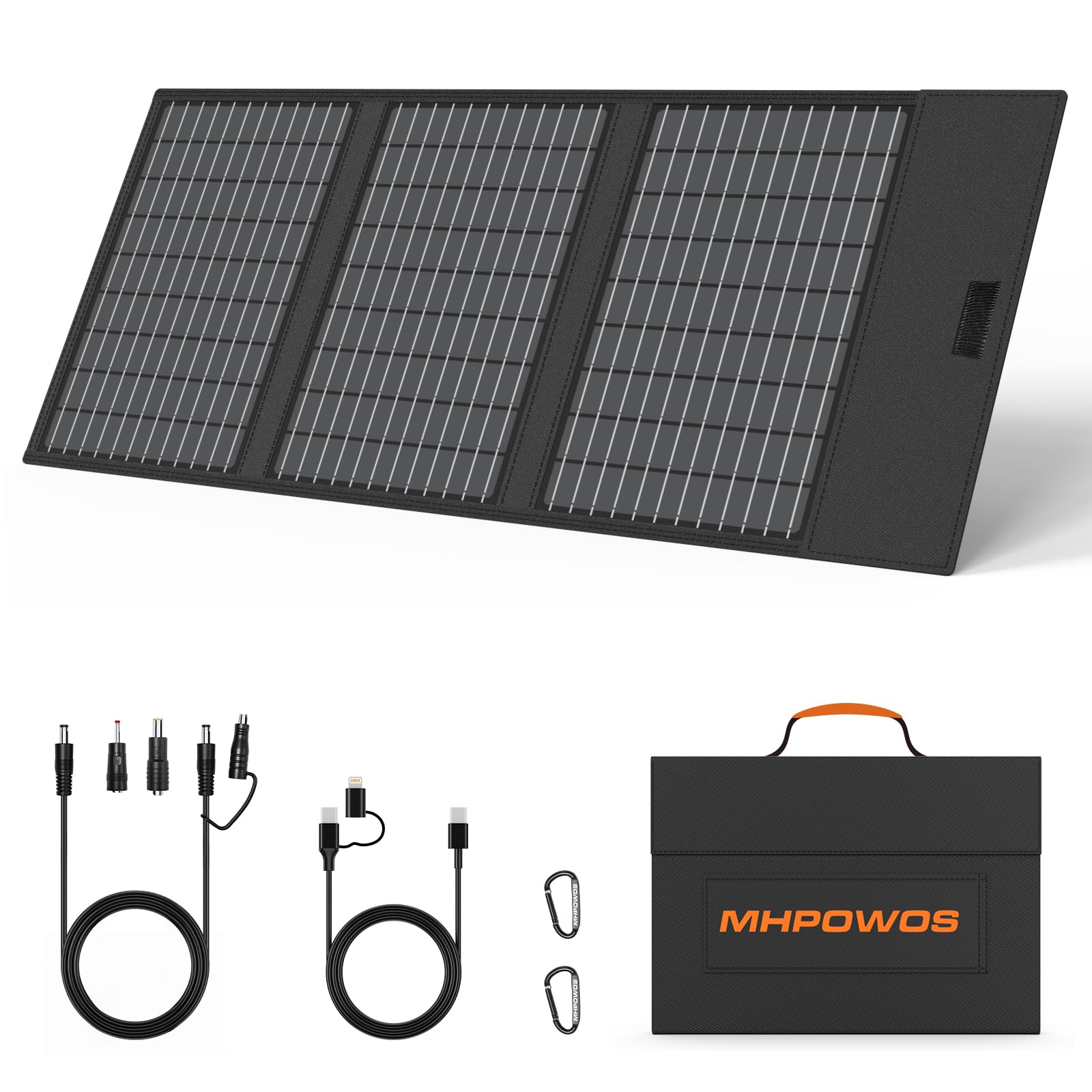 Przenośna ładowarka do paneli słonecznych 45 W z wyjściami USB-C, USB-A i DC, 18 V, składana, wodoszczelność IP67, z regulowaną podpórką, mini ładowarka do telefonów, powerbanku, kempingu, wędrówek