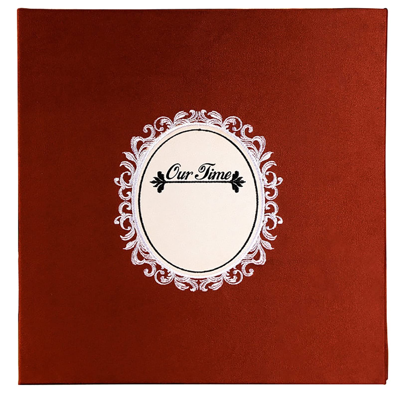 Samoprzylepny album fotograficzny, majsterkowanie Handmade Scrapbook Picture Book z haftowaną pokrywą tkaniny wzór, majsterkowanie Akcesoria (Color : Brown, Size : 13.0" x 12.6")
