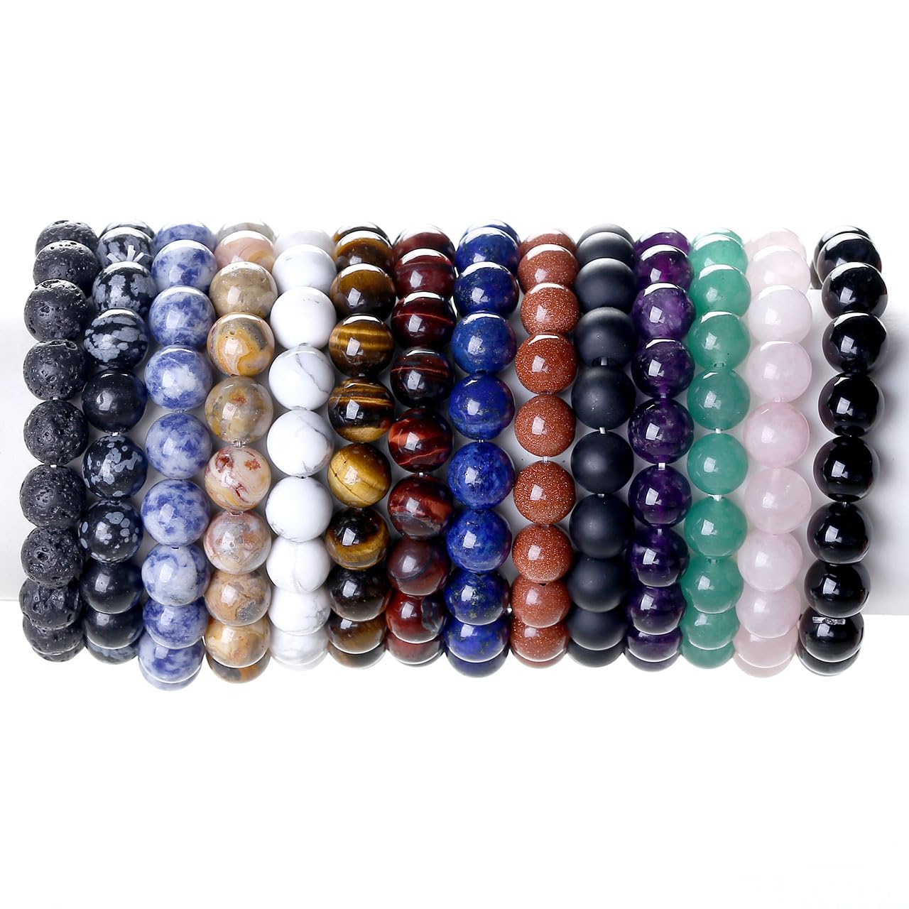 WZGWDC Kristallheilungsarmbänder für Frauen, 8 mm Naturstein-Reiki-Edelstein-Perlenarmband, Damen- und Herrenschmuck, Geschenke, Geburtstag, Weihnachten