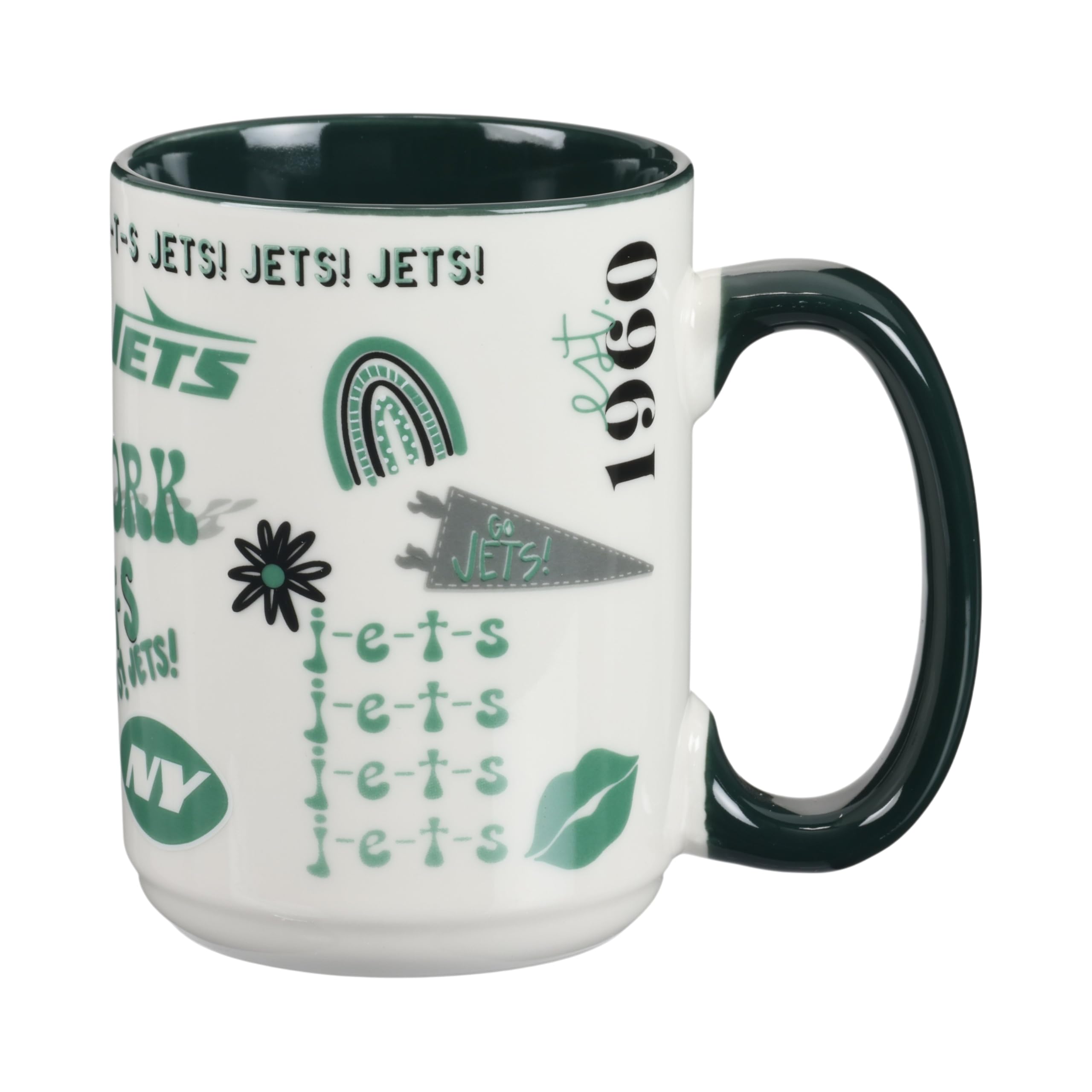 The Memory Company | Licensed NFL 15oz Wood Handle Mug,New York Jets