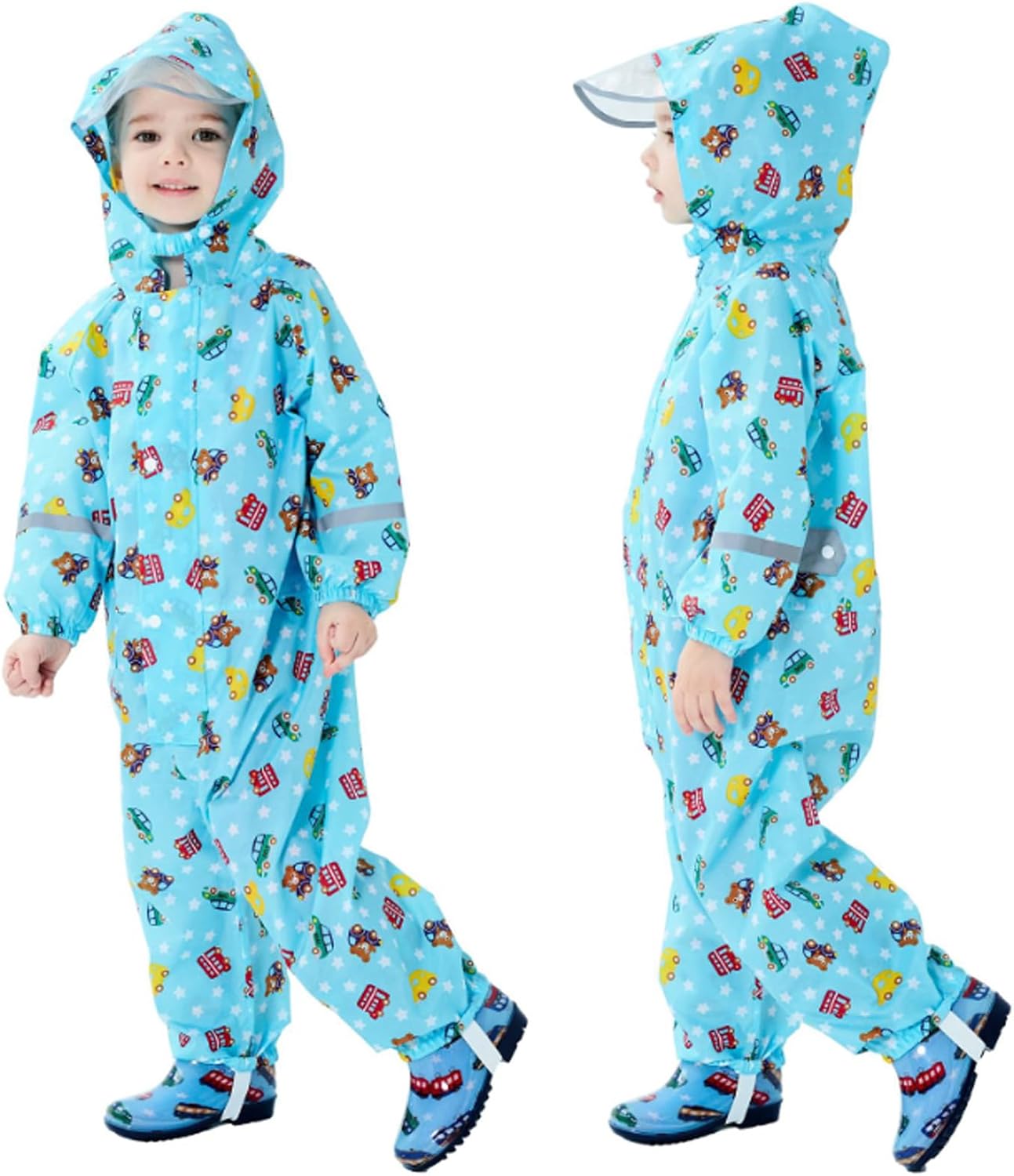 Boys Girls Toddler Rainsuit Kids Waterproof Coverall One Piece Rain Suit