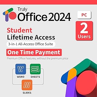 TrulyOffice 2024 Student Lifetime License for Windows | 3 in 1 All Access TrulyOffice Suite | Words, Sheets, Slides | 2 Users | Physical Activation Card