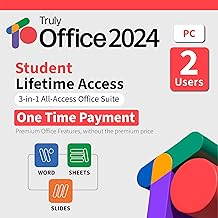 TrulyOffice 2024 Student Lifetime License for Windows | 3 in 1 All Access TrulyOffice Suite | Words, Sheets, Slides | 2 Users | Physical Activation Card