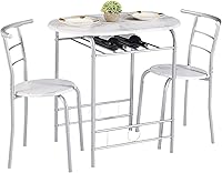Vista 13 de VECELO juego de mesa de comedor para 4, juego de mesa de cocina de 5 piezas con 4 sillas, tablero de MDF con marco de metal para espacios pequeños