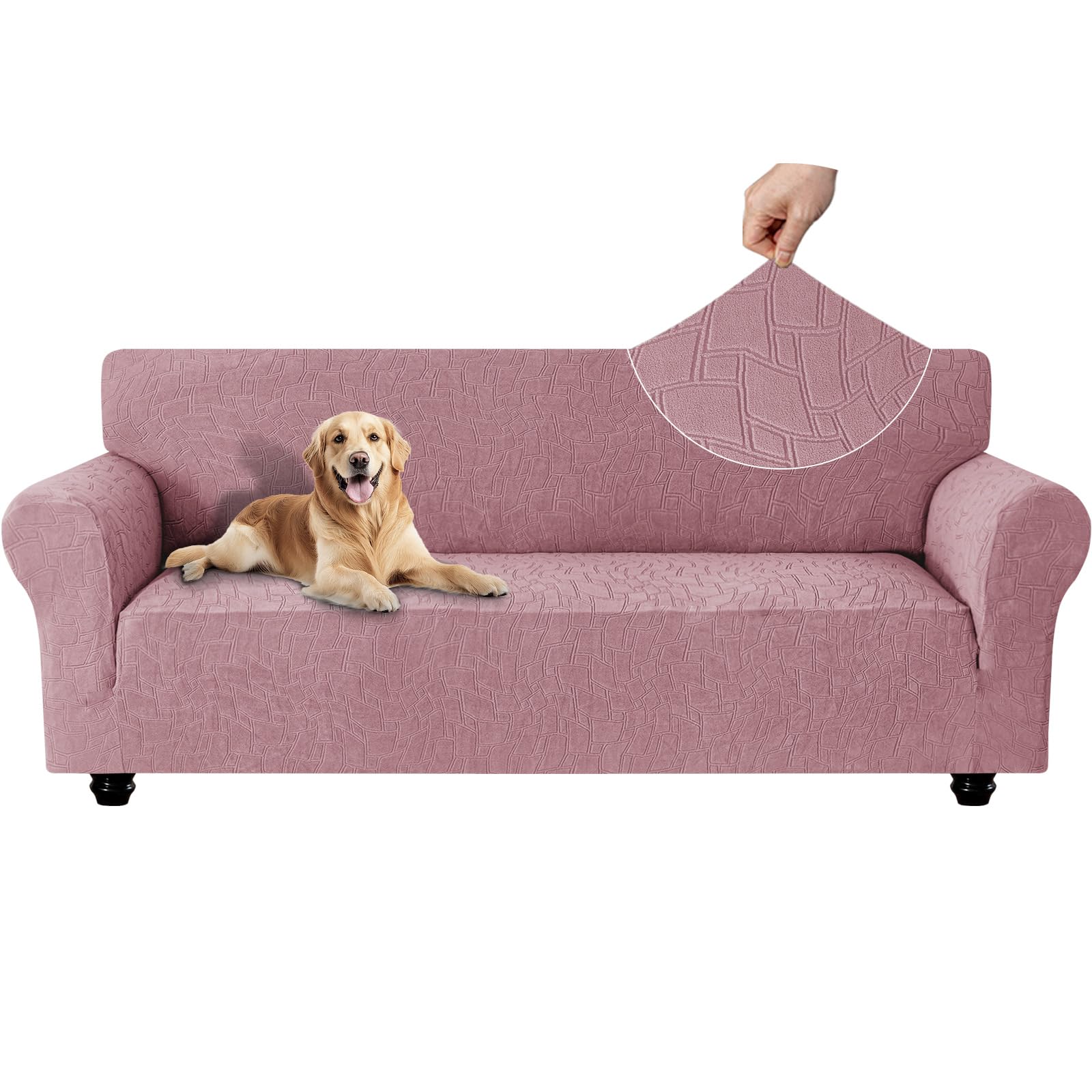 Ystyle Funda Sofa 4 Plazas, Couch Cover Elasticas, Funda para Sofa Antiarañazos Gatos, Forros para Sofas Antideslizante, Protector Sofa Antimanchas Lavable Anti Perros, Rosa Global Recycled Standard Global Recycled Standard Global Recycled Standard