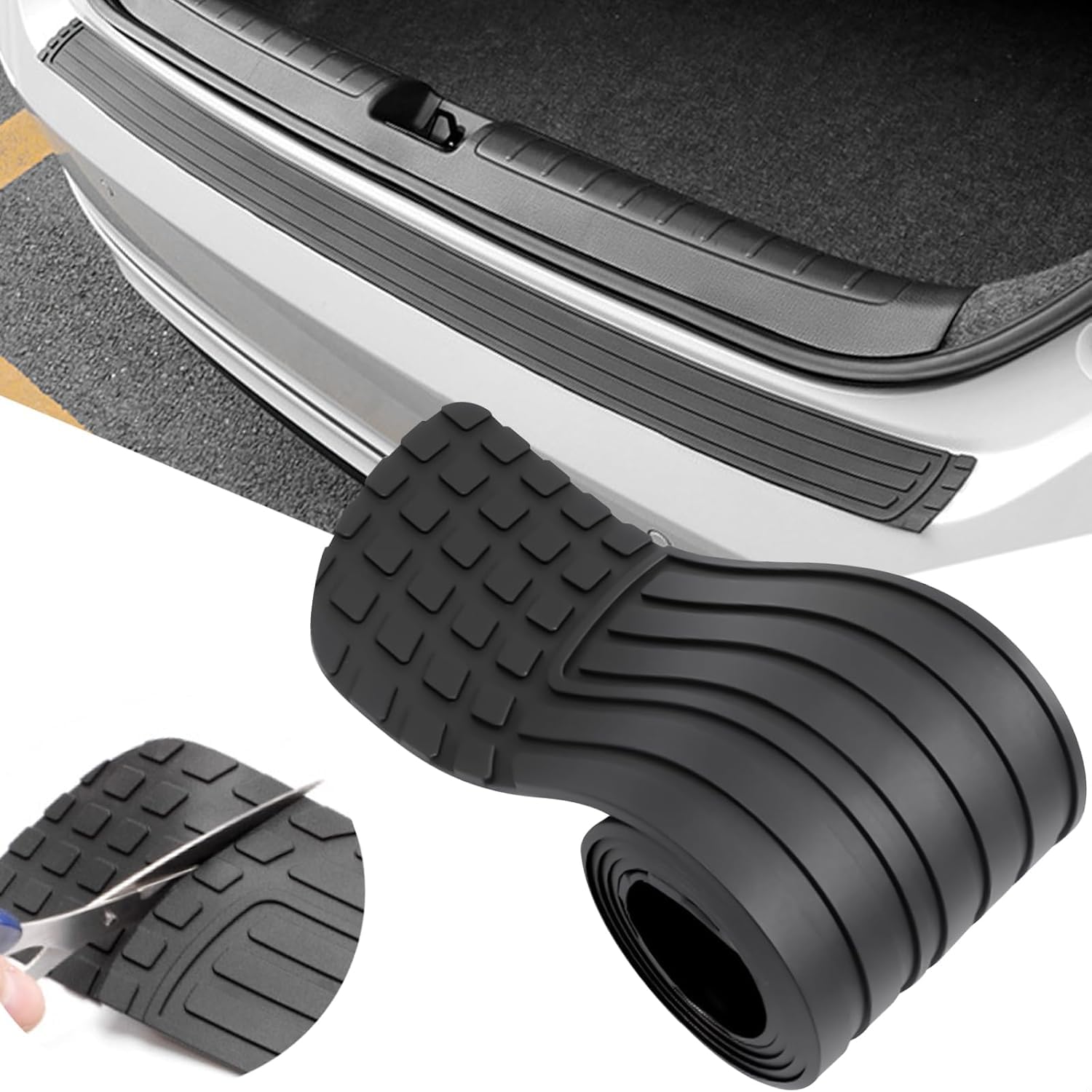 LVJINXIFAFA Car Rear Bumper Protector MG MGS5 EV 2025, Rubber Boot Guard Scuff Plate Trim Scratch Guard Cover Strip Car Accessory,Black B