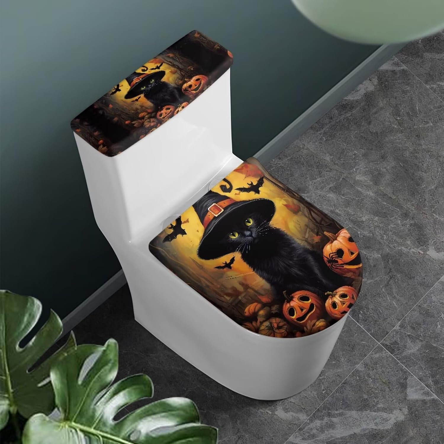 Pumpkin Toilet Seat Cover Set of 2 Pack Halloween Decorations