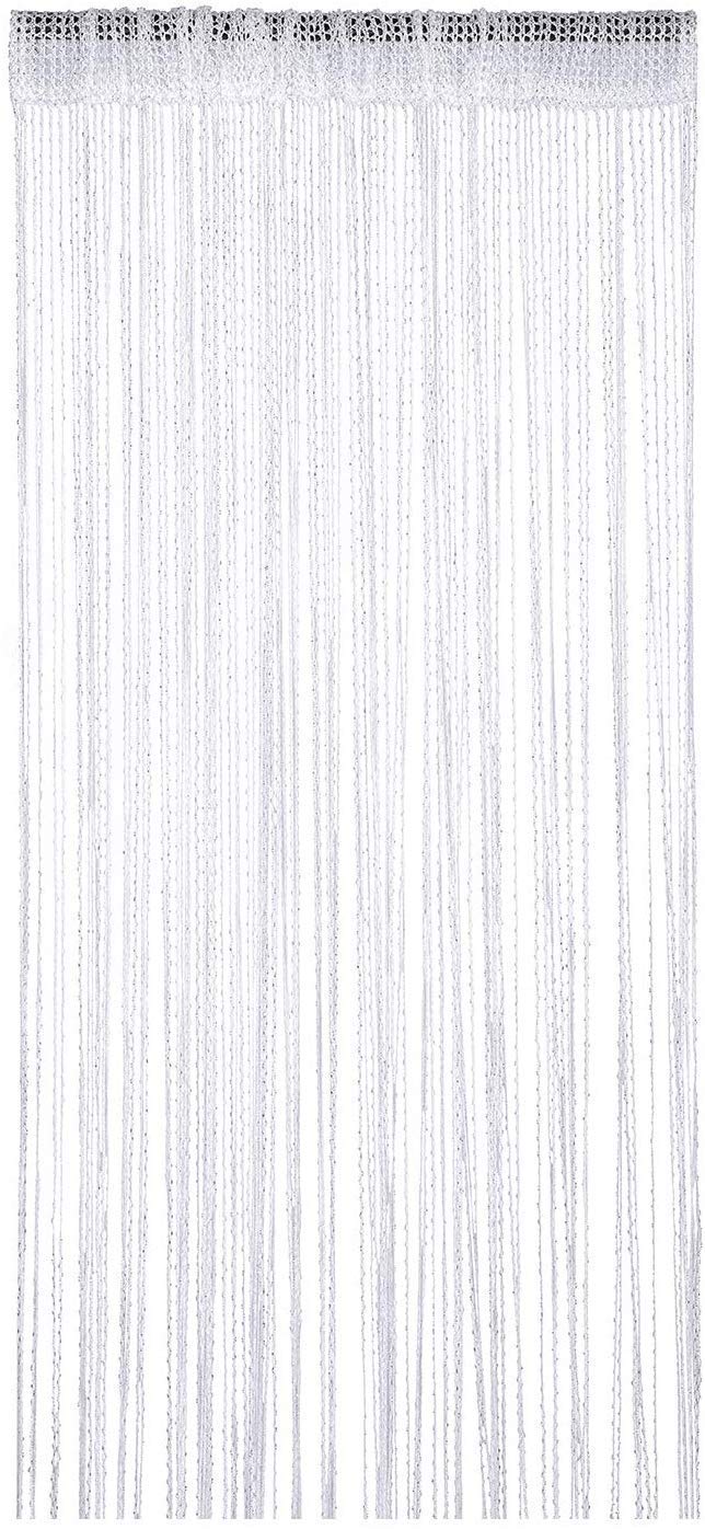 WedDecor White String Curtains Glitter Fringe Panel Fly Screen Room Divider Tassel Curtain for Doors Doorway, Windows - Image 2
