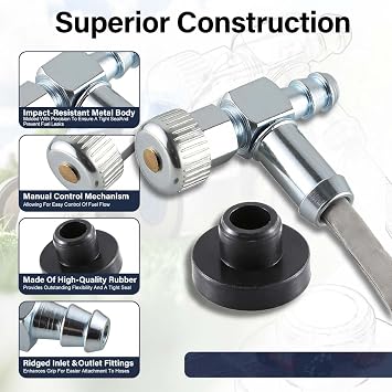 JRL Valve 951-0171 & Grommet 735-0149 for Coleman Generator - Fuel Tank Shut Off Valve & Bushing fits Coleman Powermate 4200 5000 Generator, MTD Cad Lawn Mower, Tiller