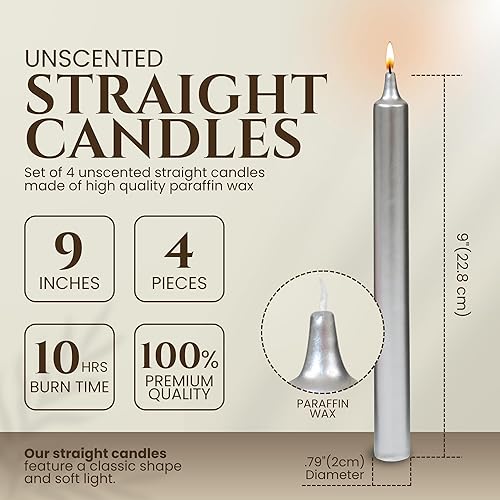 Miniatura 109 de Axiom Candles Velas altas sin goteo de 10 pulgadas sin perfume y sin humo, 9 horas de tiempo de combustión, velas cónicas para el hogar, cenas