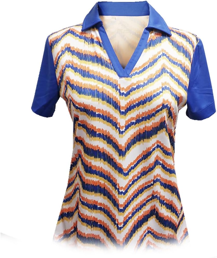 Monterey ClubWomen's Jagged Zebron Print Block Polo Shirt #2678
