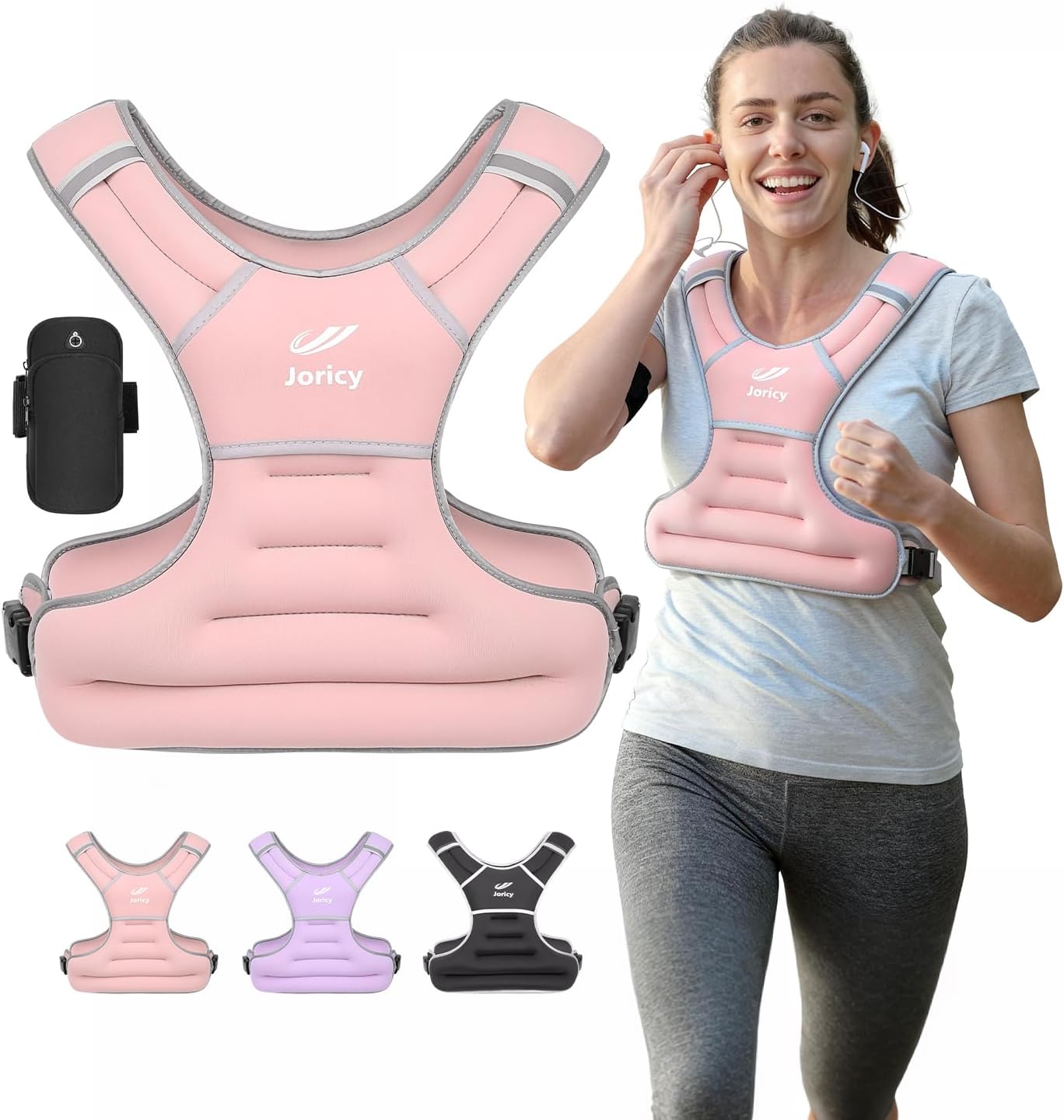 Weighted Vest Woman Men 6lb 8lb 10lb 12lb 15lb 18lb 20lb 25lb Weight Vest for Women, Rucking Vests with Reflective Stripe for Walking Running Workout Strength Training Weight Loss Fitness Weightlifting