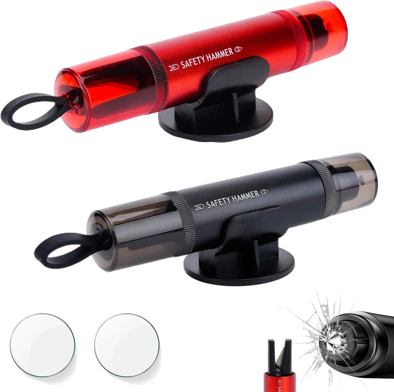 2er Gurtschneider Notfallhammer 2 in 1 Sicherheitshammer mit Gurtschneider & Glasbreche Multifunktional Notfallhammer Rettungswerkzeug Auto f r Autoscheiben Glasbrecher Essentials Bus