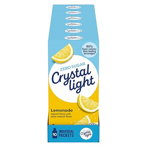 Crystal Light - Mezcla de bebida en polvo con sabor natural a limonada (paquete de 120 unidades, 12 cajas de 10 paquetes para llevar)