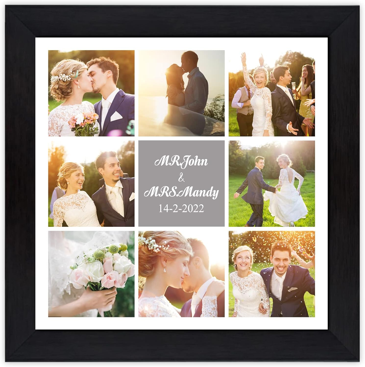 Personalized Photos Collages Prints Frame, Custom Wooden Picture Frames Family Photo Collage Frame for Wall Art Decoration Valentine's Day, Mother & Father's Day,Wedding