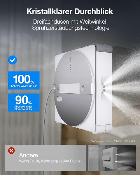 ECOVACS WINBOT W3 OMNI Fensterputzroboter mit Multifunktionsstation, Automatische Reinigung der Wischpads, Intelligente Reinigung entlang der Ränder, Sprühen mit drei Düsen, App-Steuerung - 4