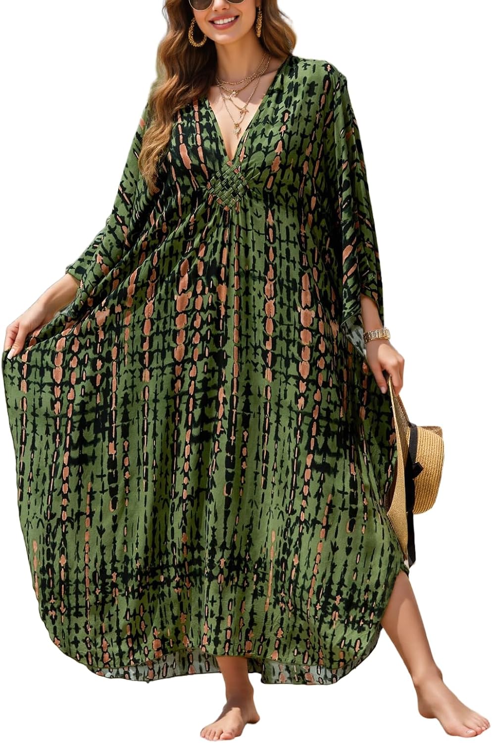 Kaftan Dresses for Women Plus Size Caftan Swimsuit Cover Up, Boho Beach Dress with ...