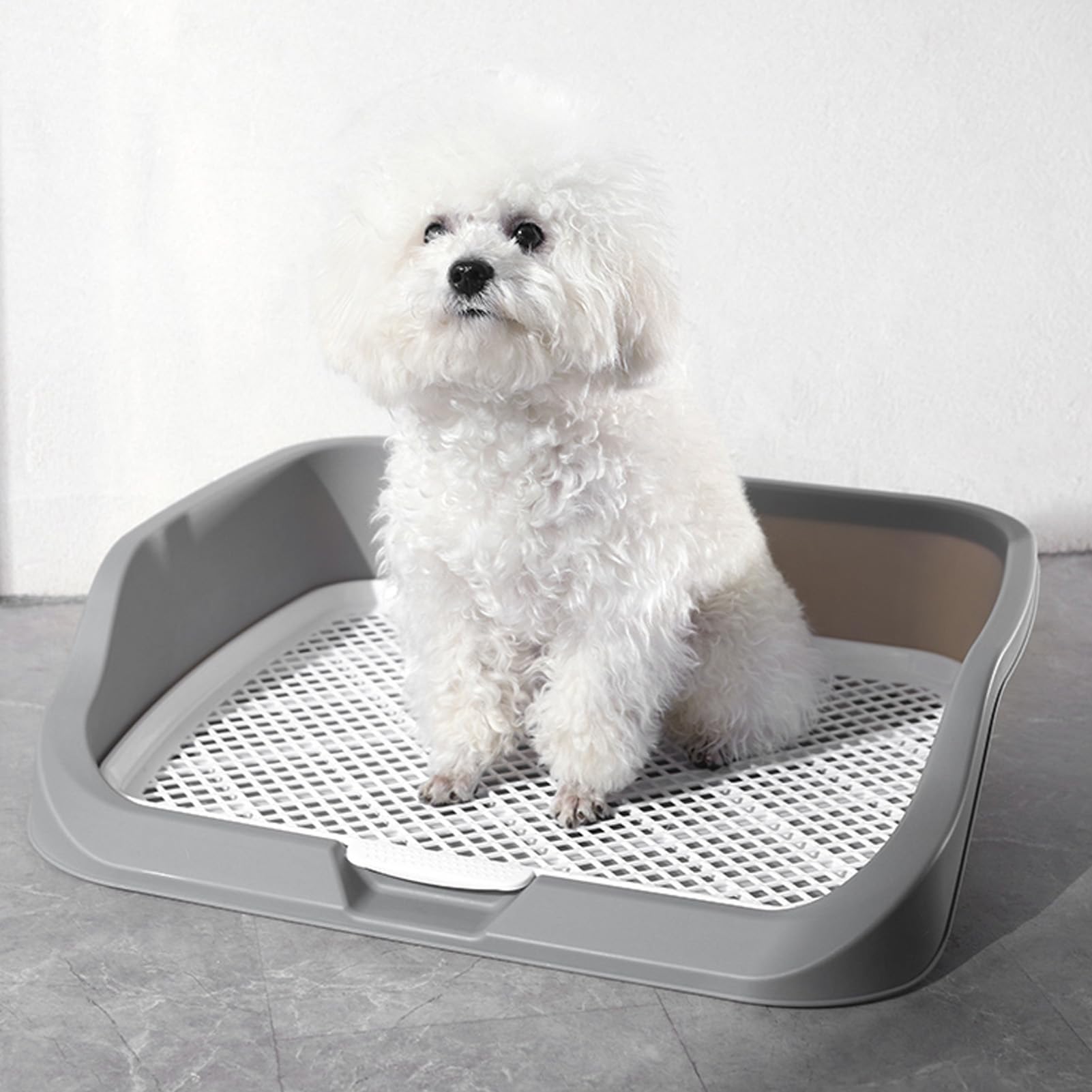 ZJchao Inodoro de Entrenamiento de Mascotas, Bandeja para Orinal para Perros, Portátil, Multifuncional, Malla para Mascotas, Soporte para Almohadilla de Adiestramiento de Cachorros con Pared para