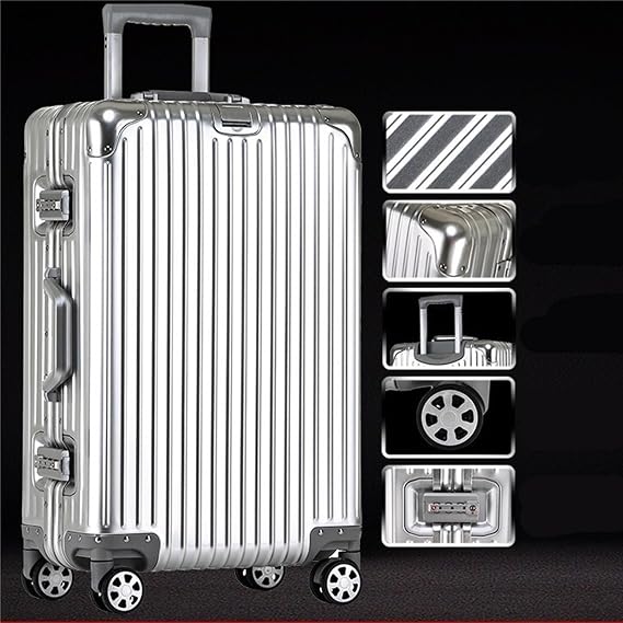 Suitcases All aluminum Magnesium Alloy Trolley Case Aluminum Alloy Suitcase Metal Suitcase Portable Suitcase Travel Suitcase for Business Travel (Color : C, Taille unique : 22inch)