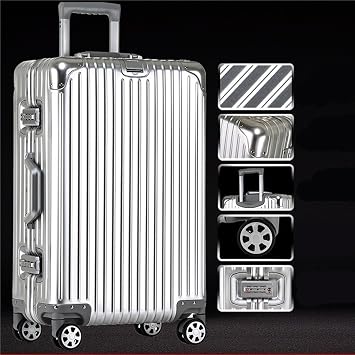 Suitcases All aluminum Magnesium Alloy Trolley Case Aluminum Alloy Suitcase Metal Suitcase Portable Suitcase Travel Suitcase for Business Travel (Color : C, Taille unique : 22inch)