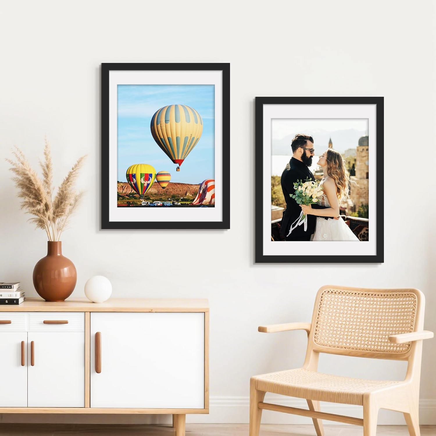 Picrit 18x24 Black Poster Frame 7 Pack, Display Pictures 16 x 20 Picture with Mat or 18 x 24 without Mat for Horizontal or Vertical Wall Mounting, Wall Gallery Photo Frames