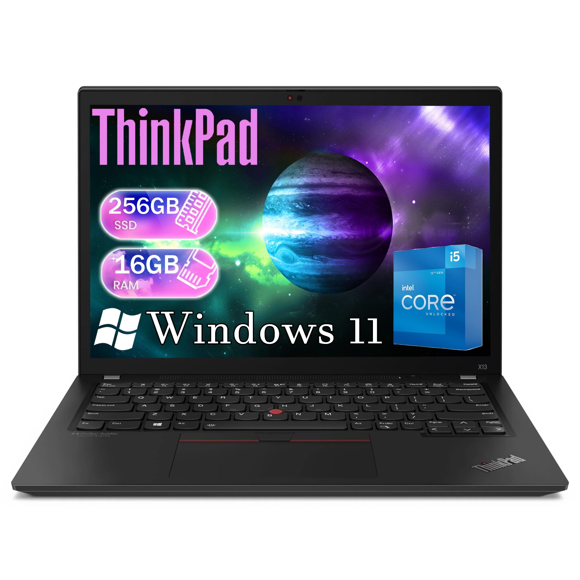 Lenovo ThinkPad X13 FHD Notebook PC, 10th Gen Intel Core i5-10310U, 16GB RAM, 256GB SSD, HDMI, Thunderbolt, ThinkPad Laptop Windows 11 Pro (Renewed)