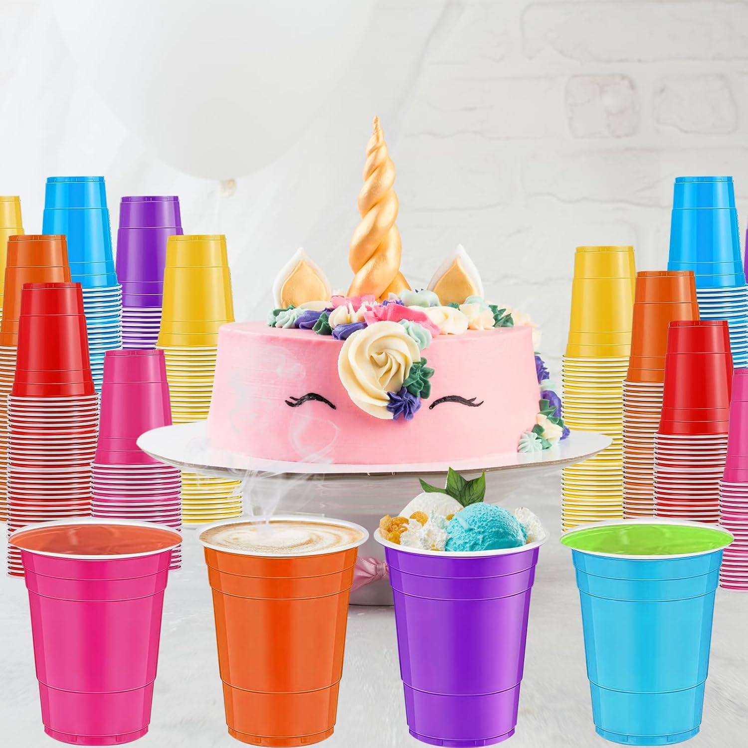 120 pcs 12 oz Colourful Plastic Cups Assorted Colors Cups 12 oz colourful Party Cups for drinking Tastings served Snacks Barbecues Picnics - Image 7
