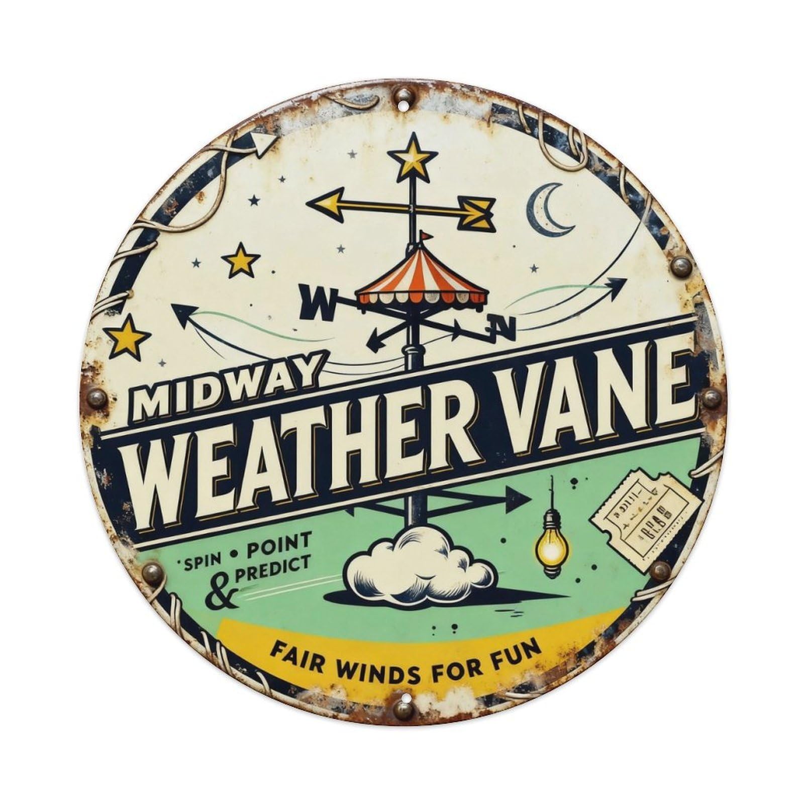 Midway Weather Vane Sign Metal Tin Sign Plaque